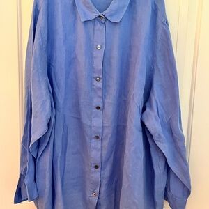 J.Jill Blue Linen Blouse 4X